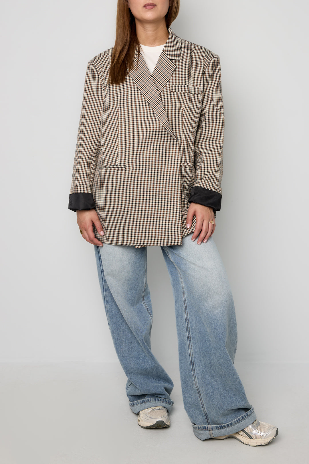Checked oversized blazer