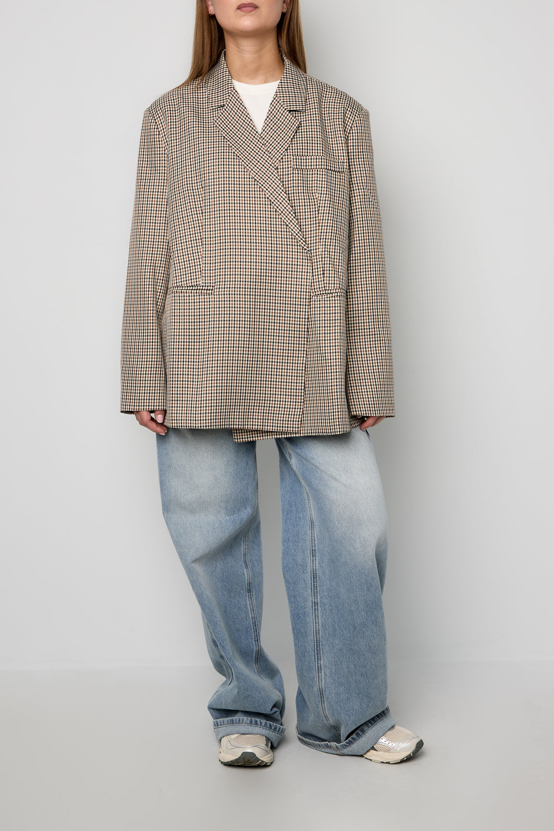 Checked oversized blazer