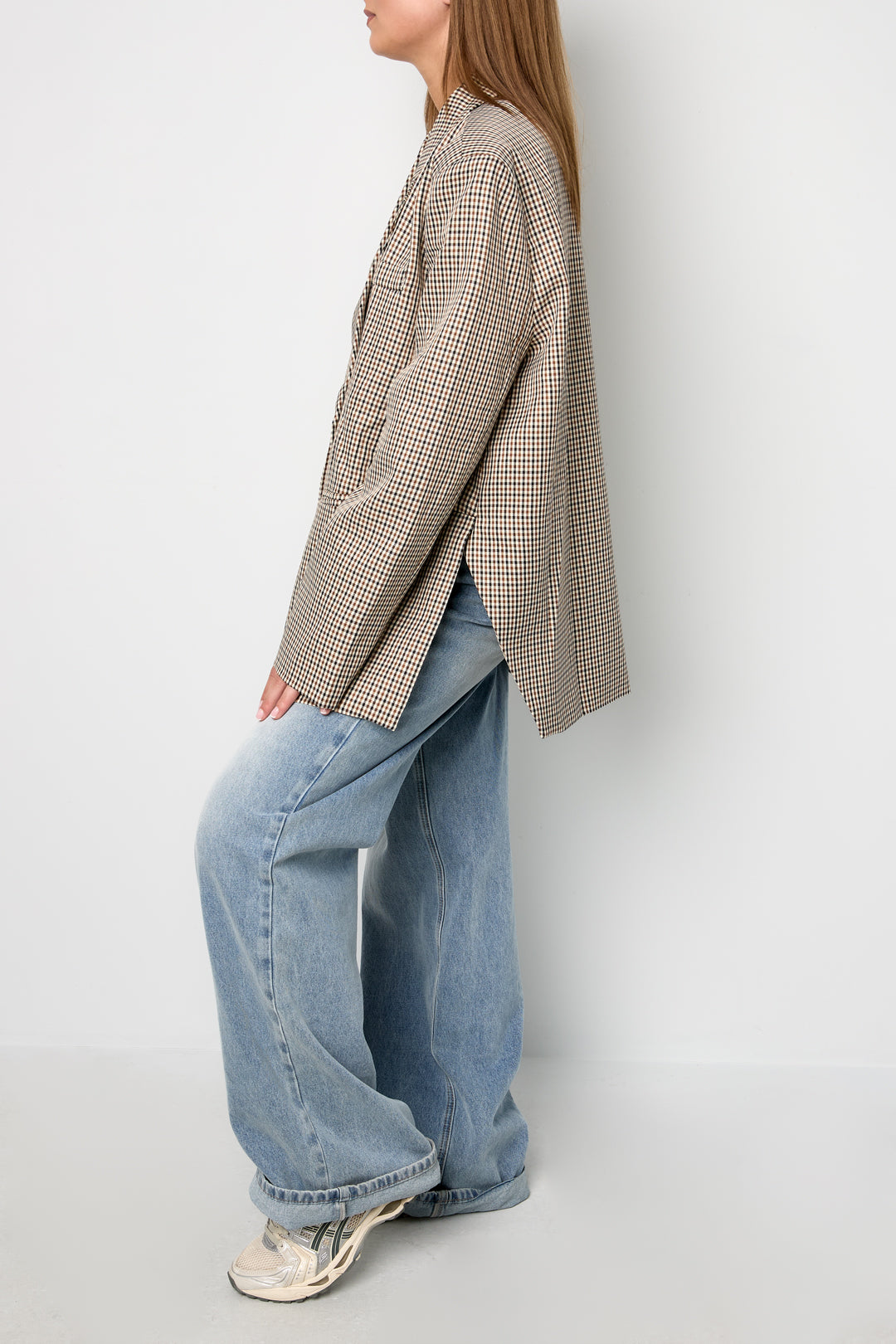 Checked oversized blazer