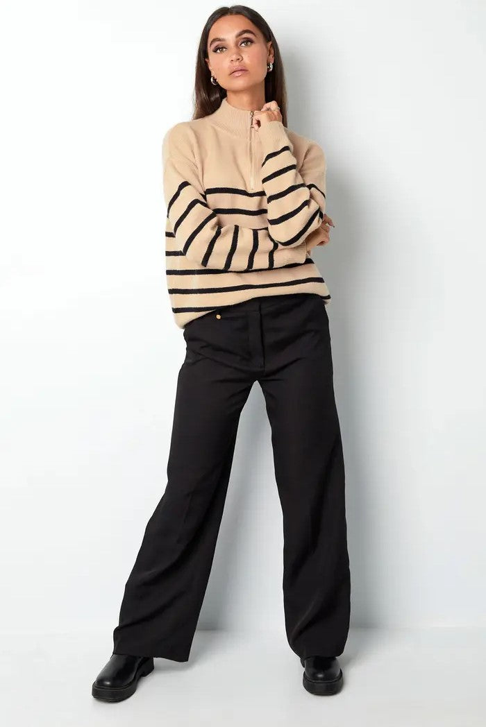 Damen Strickpullover mit Streifen & Reißverschluss | Herbst/Winter