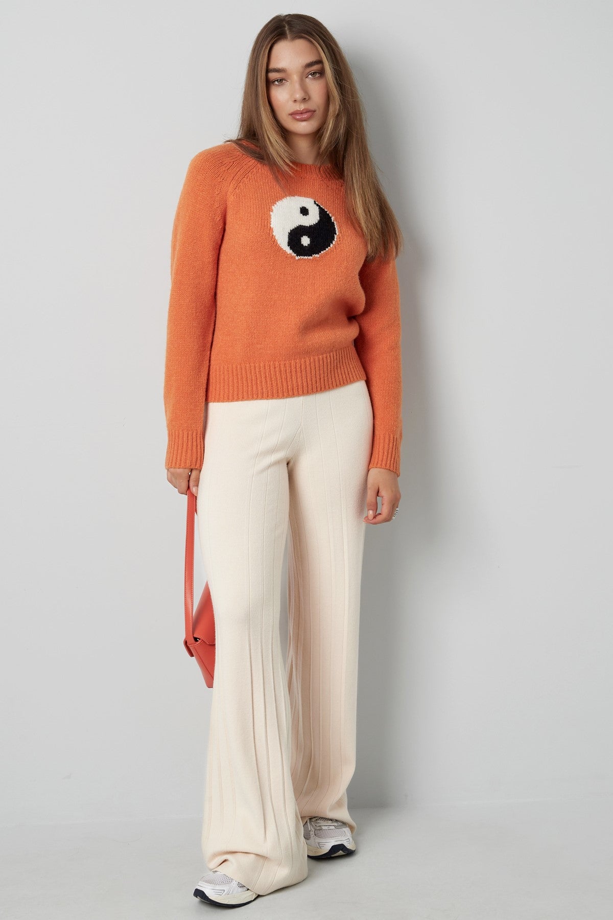 Knitted Sweater Women Yin Yang | Round Neck & Striking Symbol