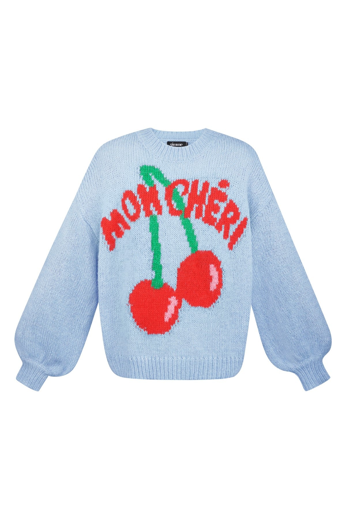 Mon Cheri Oversized Trui – Kersprint | Gebreid Nylon | Rood, Geel, Blauw & Beige | S/M & L/XL
