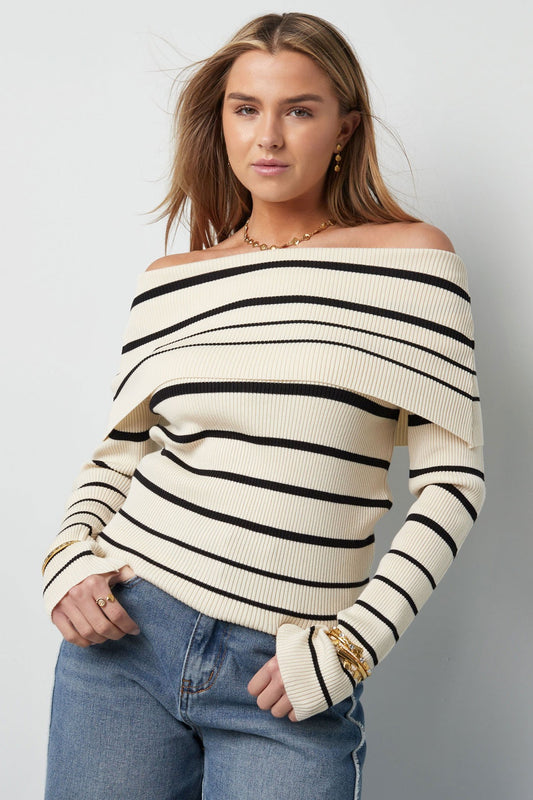 Gestreepte off shoulder top