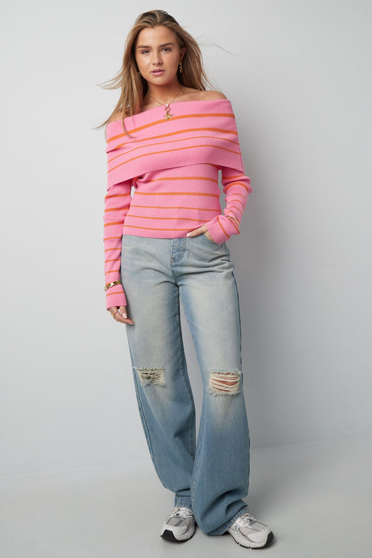 Striped off-shoulder top