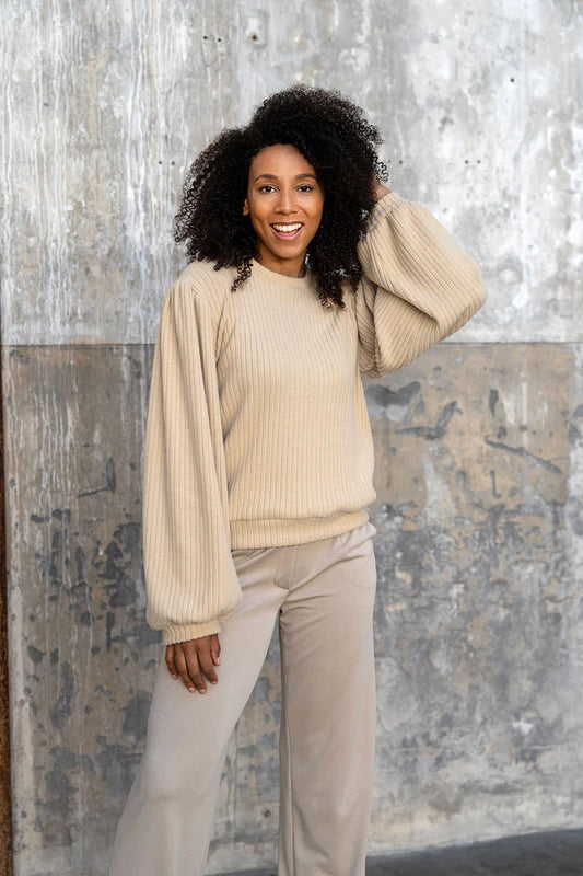 Jersey sweater pofmouwen