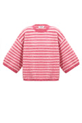 Striped knitted women's sweater with a round neck