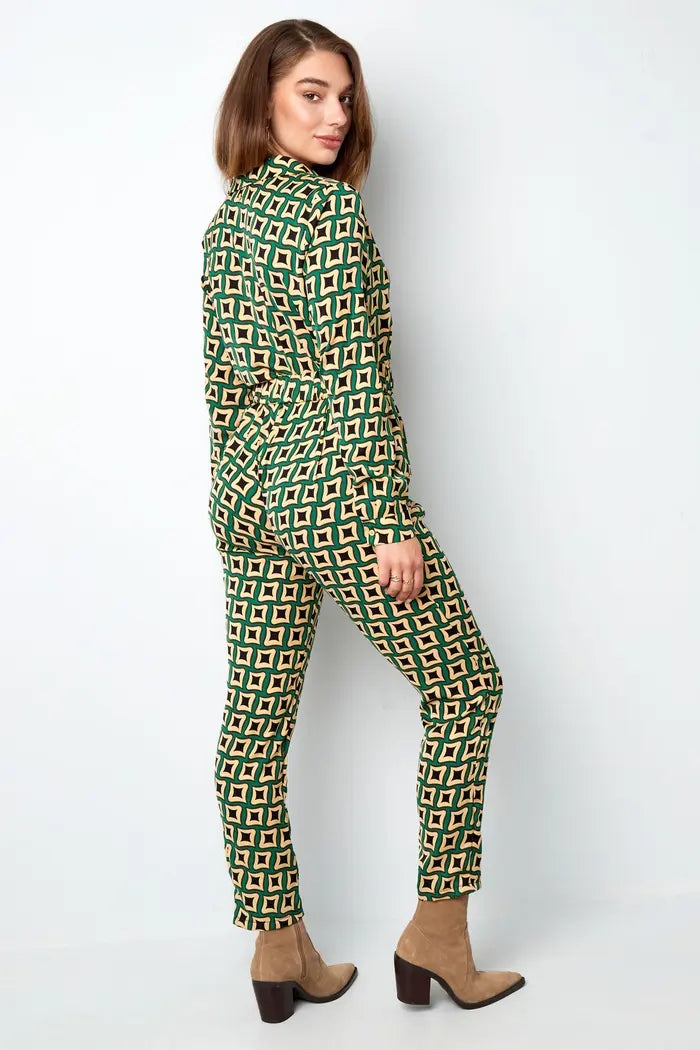 Polyester vrouwen jumpsuit geometrische print