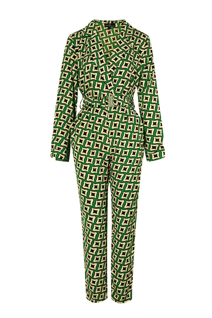 Polyester vrouwen jumpsuit geometrische print