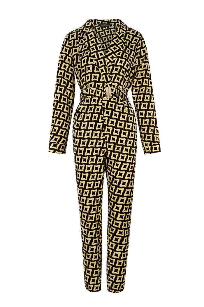 Polyester vrouwen jumpsuit geometrische print