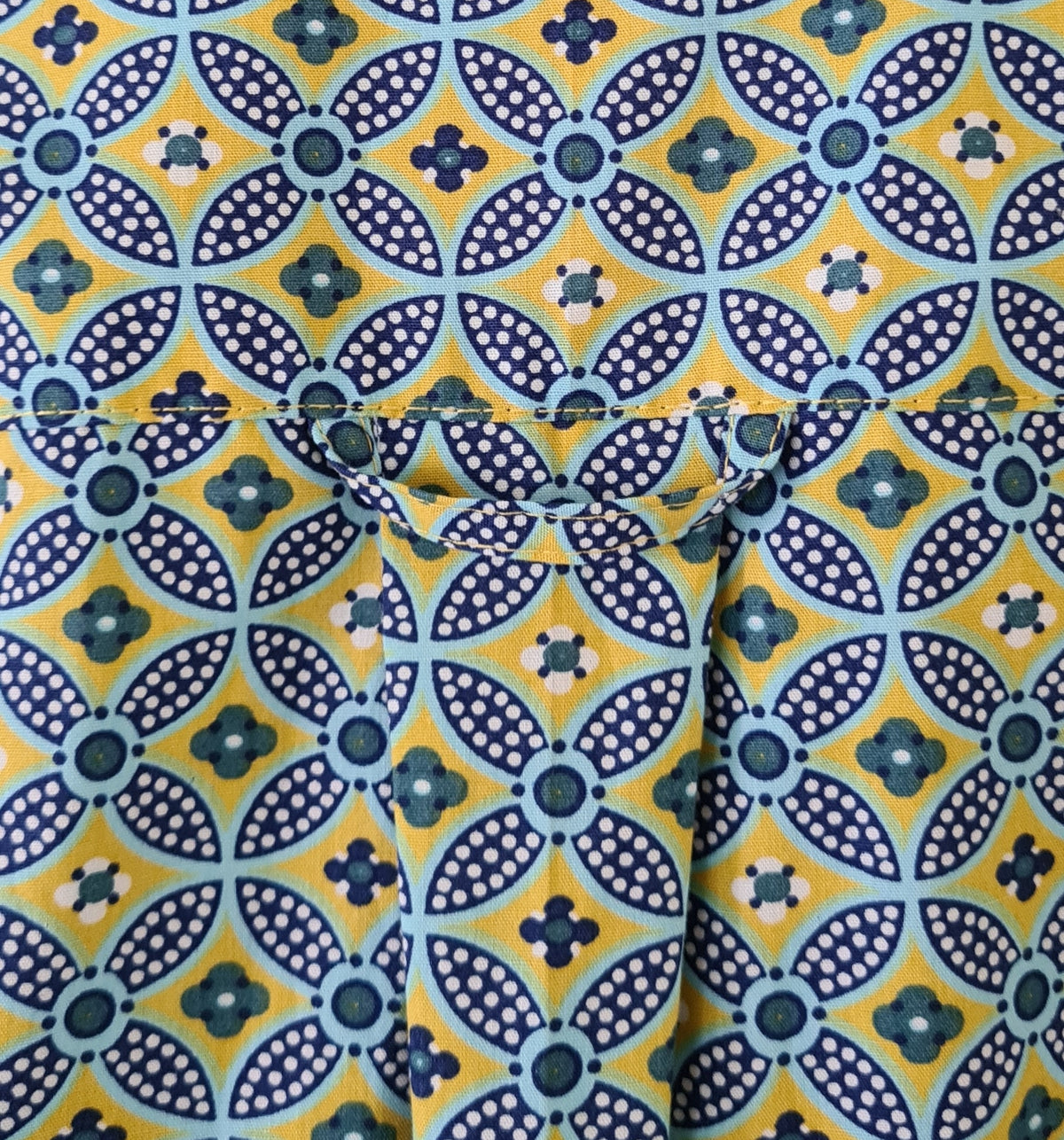 Herrenhemd Kurzarm | Abstraktes Muster Gelb/Blau/Grün | 100 % Baumwolle