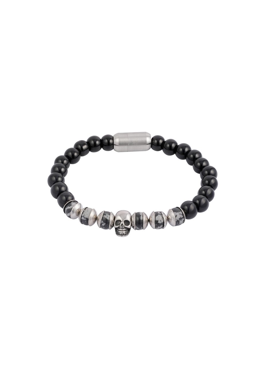 Herrenarmband mit Perlen und Totenkopf