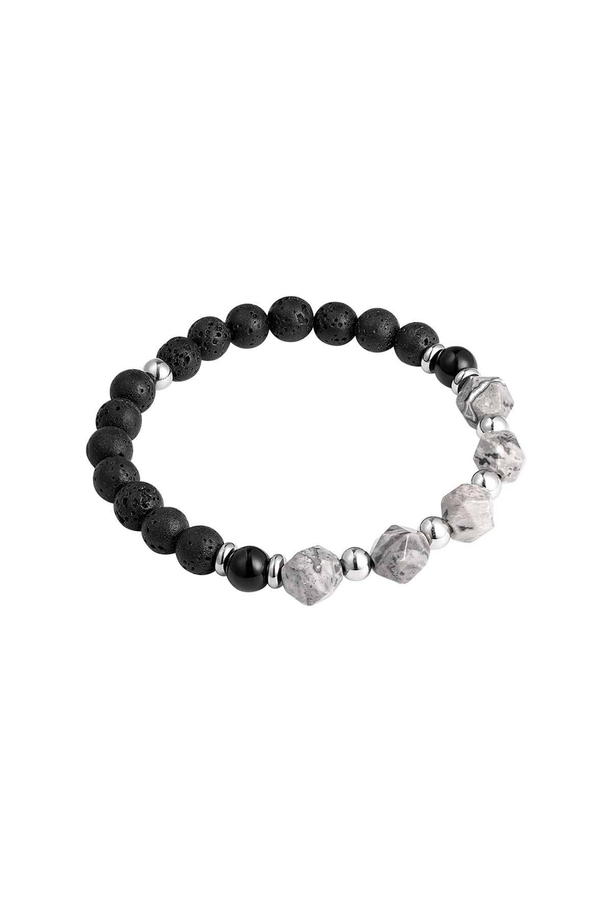 Heren armband kralen zwart/kleur