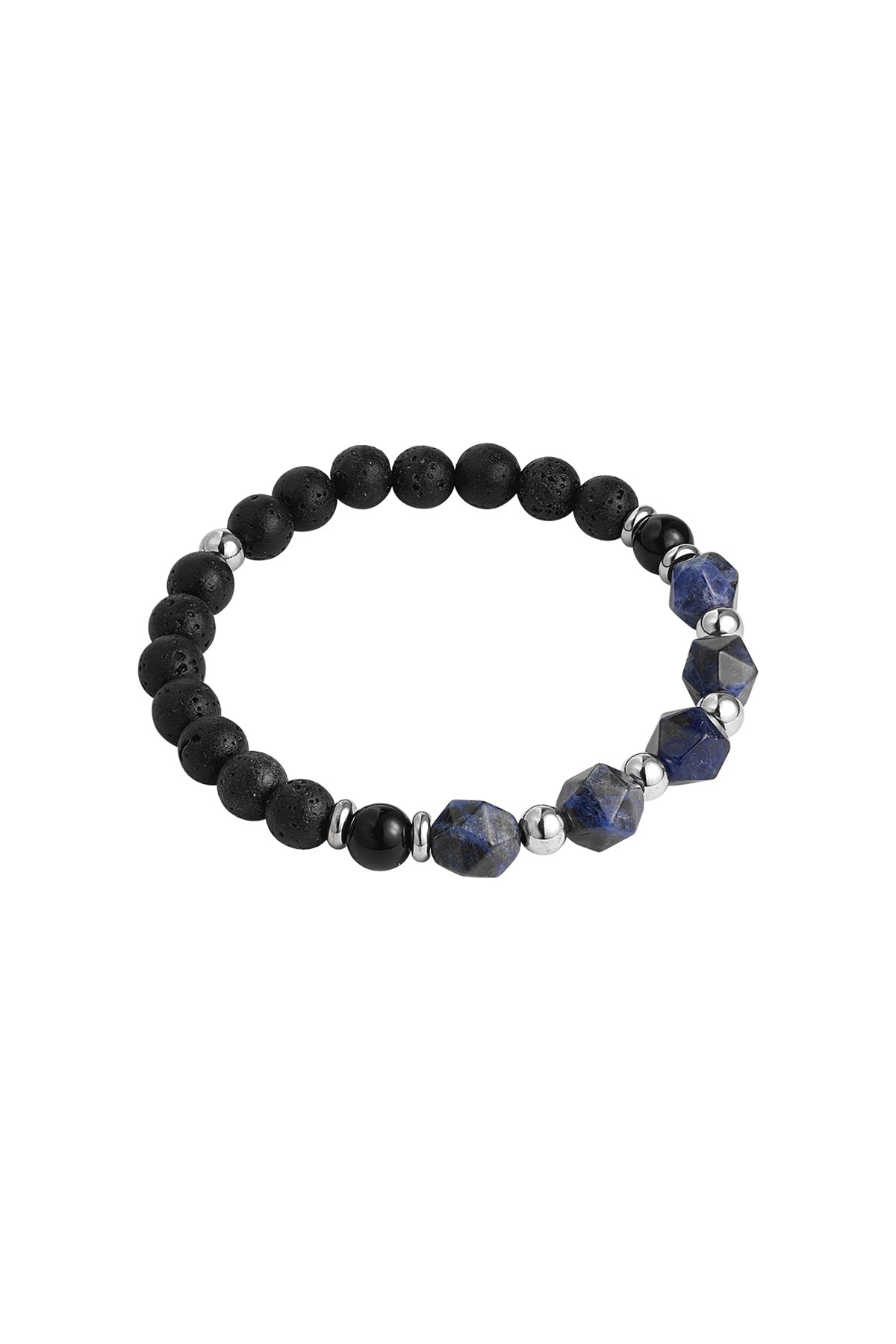 Heren armband kralen zwart/kleur