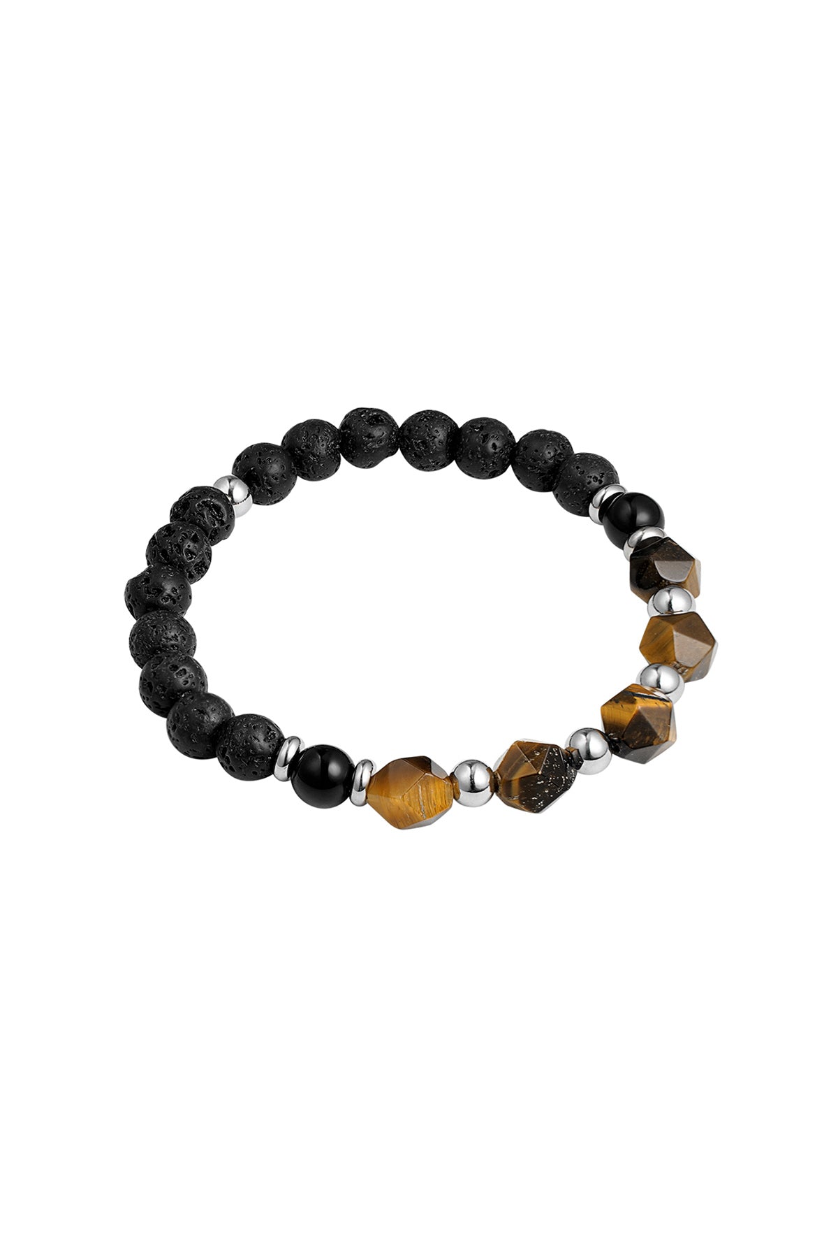 Heren armband kralen zwart/kleur