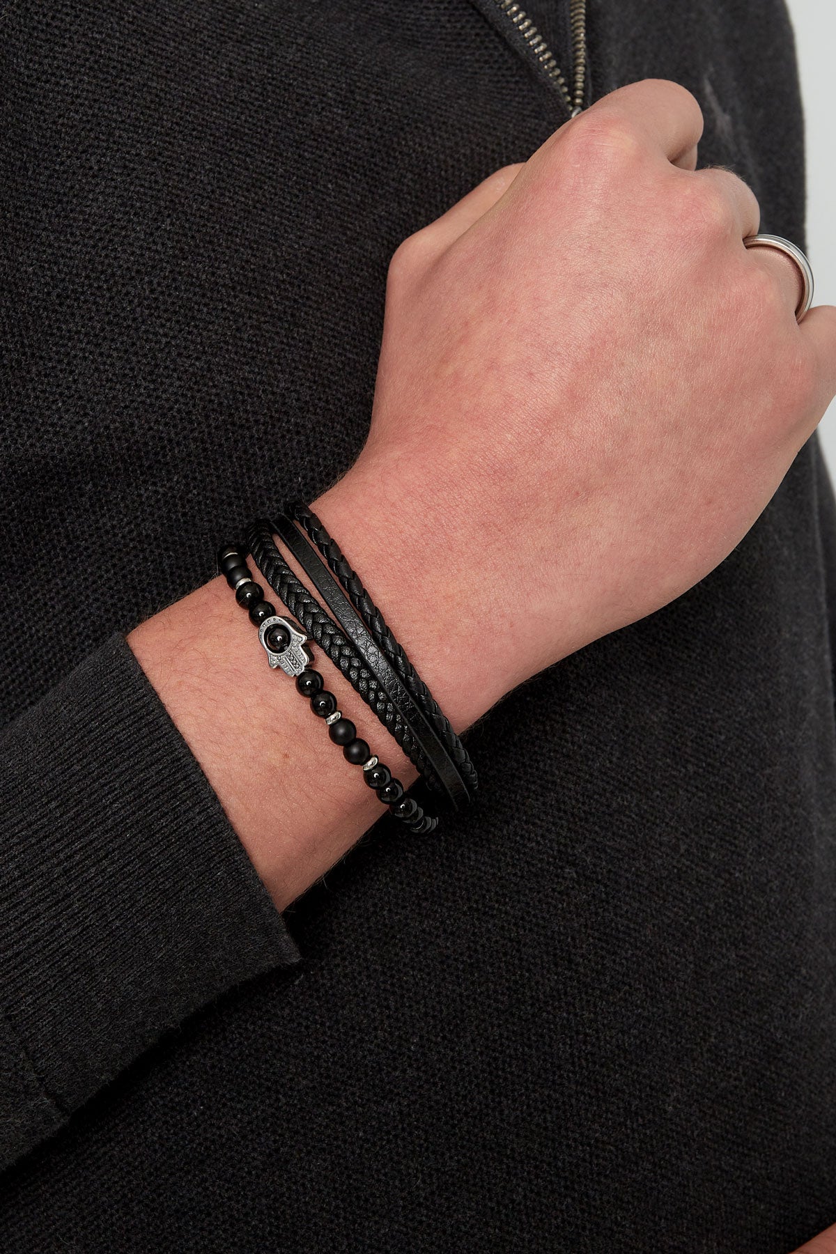 Dubbele Heren Armband met Handbedel | Roestvrij Staal