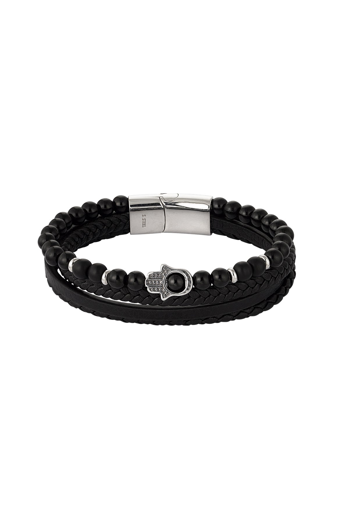 Dubbele Heren Armband met Handbedel | Roestvrij Staal