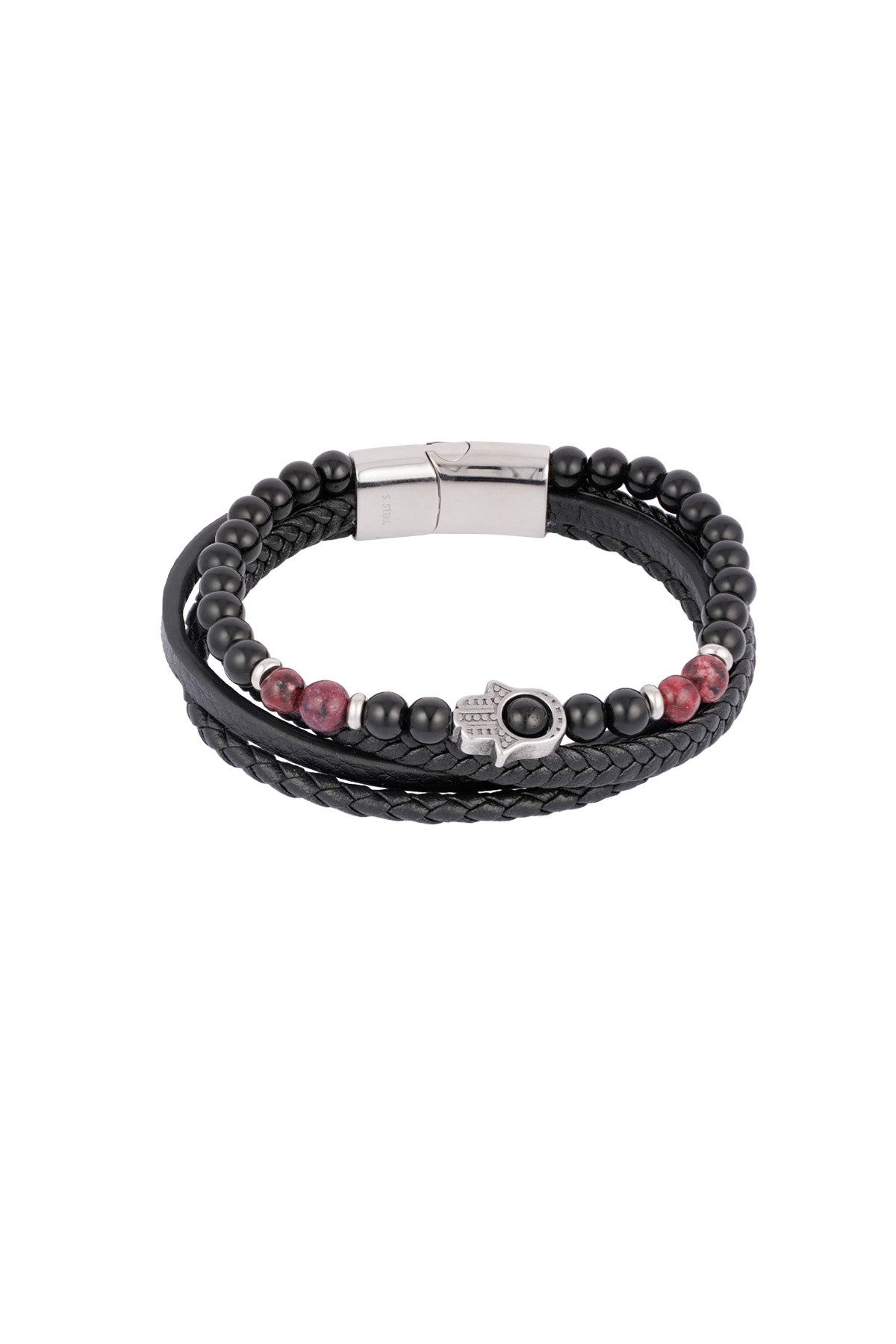 Dubbele Heren Armband met Handbedel | Roestvrij Staal