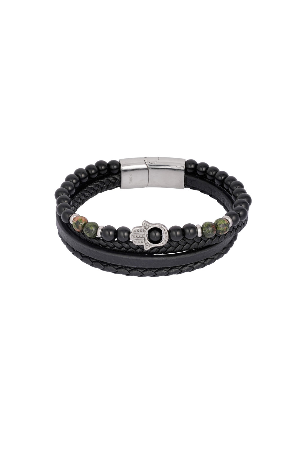 Doppeltes Herrenarmband mit Handanhänger | Edelstahl
