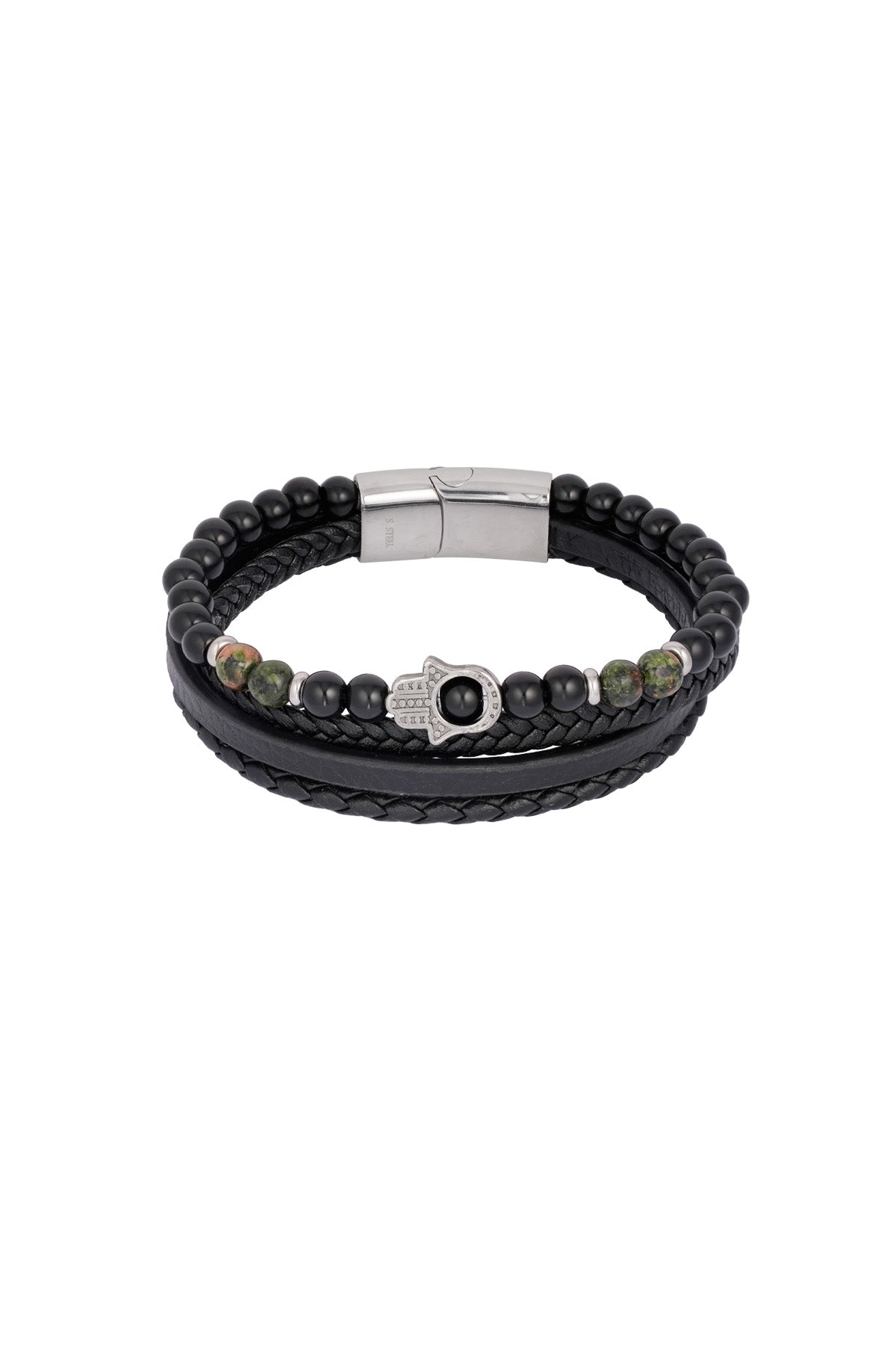 Dubbele Heren Armband met Handbedel | Roestvrij Staal
