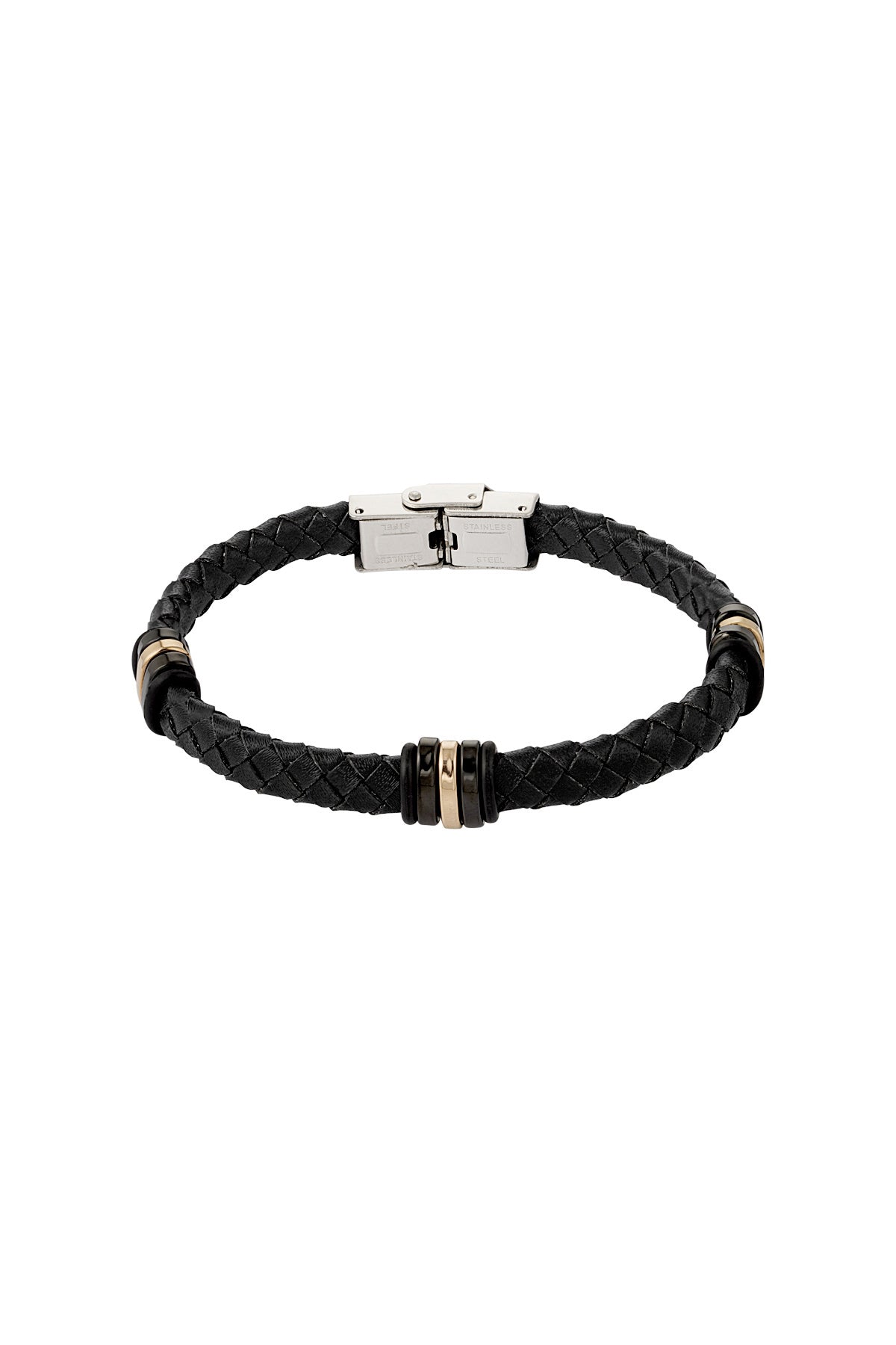 Heren Armband Gevlochten – Gouden & Zwarte Ringen | One Size