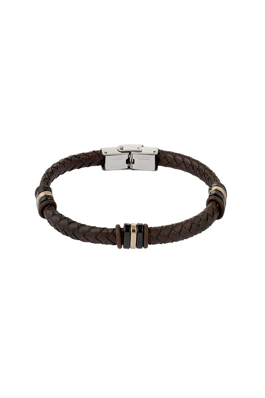 Men's Braided Bracelet – Gold & Black Rings | One Size