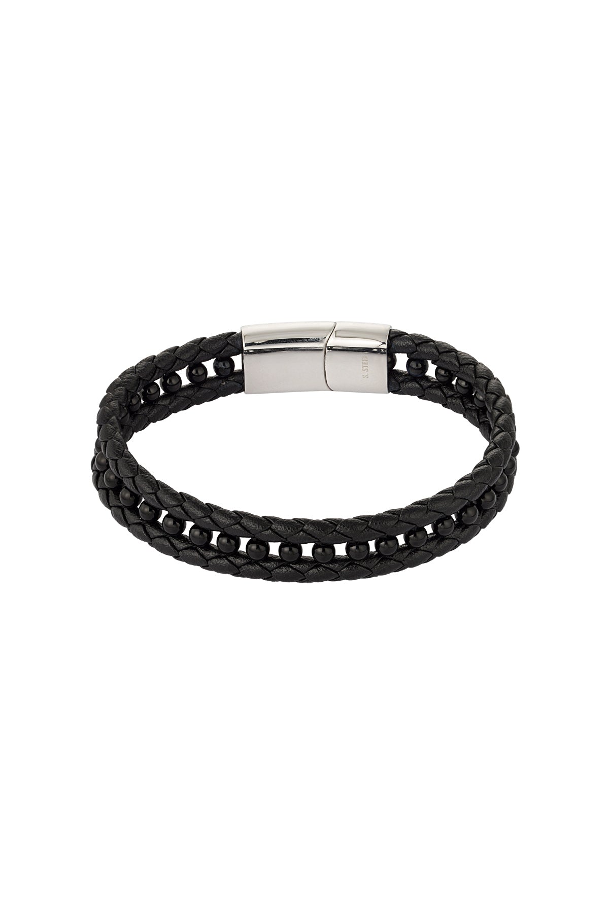 Dubbele Gevlochten Heren Armband met Kralen | Turquoise & Zwart