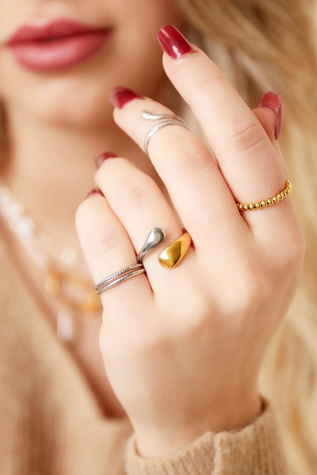 Tweekleurige roestvrijstalen ring Ring Ring Goud kleur Stainless Steel One size