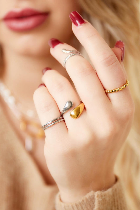 Tweekleurige roestvrijstalen ring Ring Ring Goud kleur Stainless Steel One size