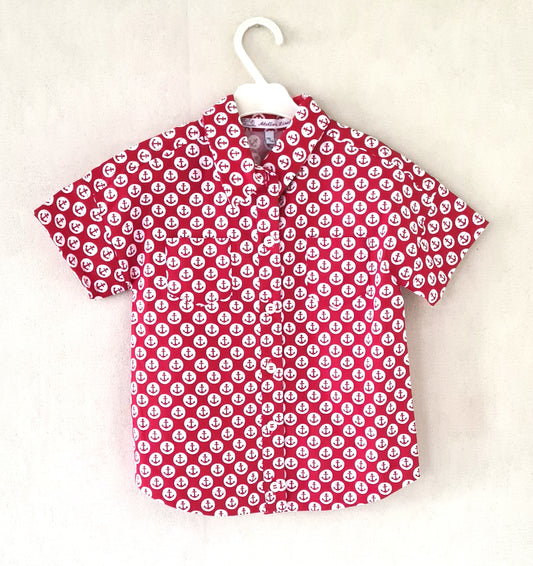 Jungenbluse mit Ankerprint | Rot