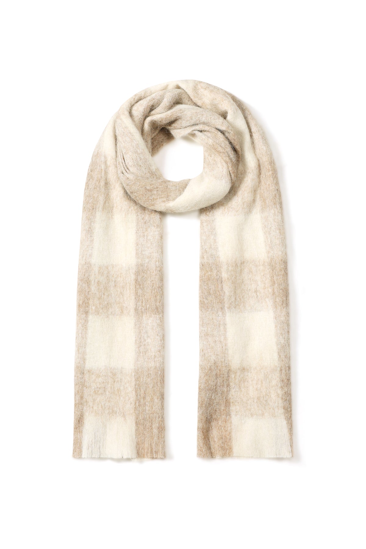 Plaid winter scarf in red or yellow – polyester and wool