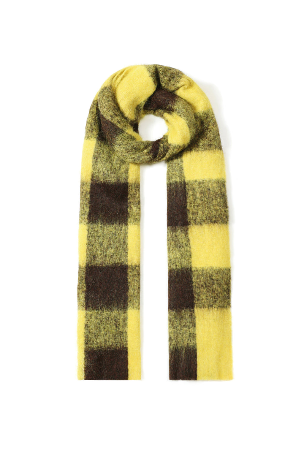 Plaid winter scarf in red or yellow – polyester and wool
