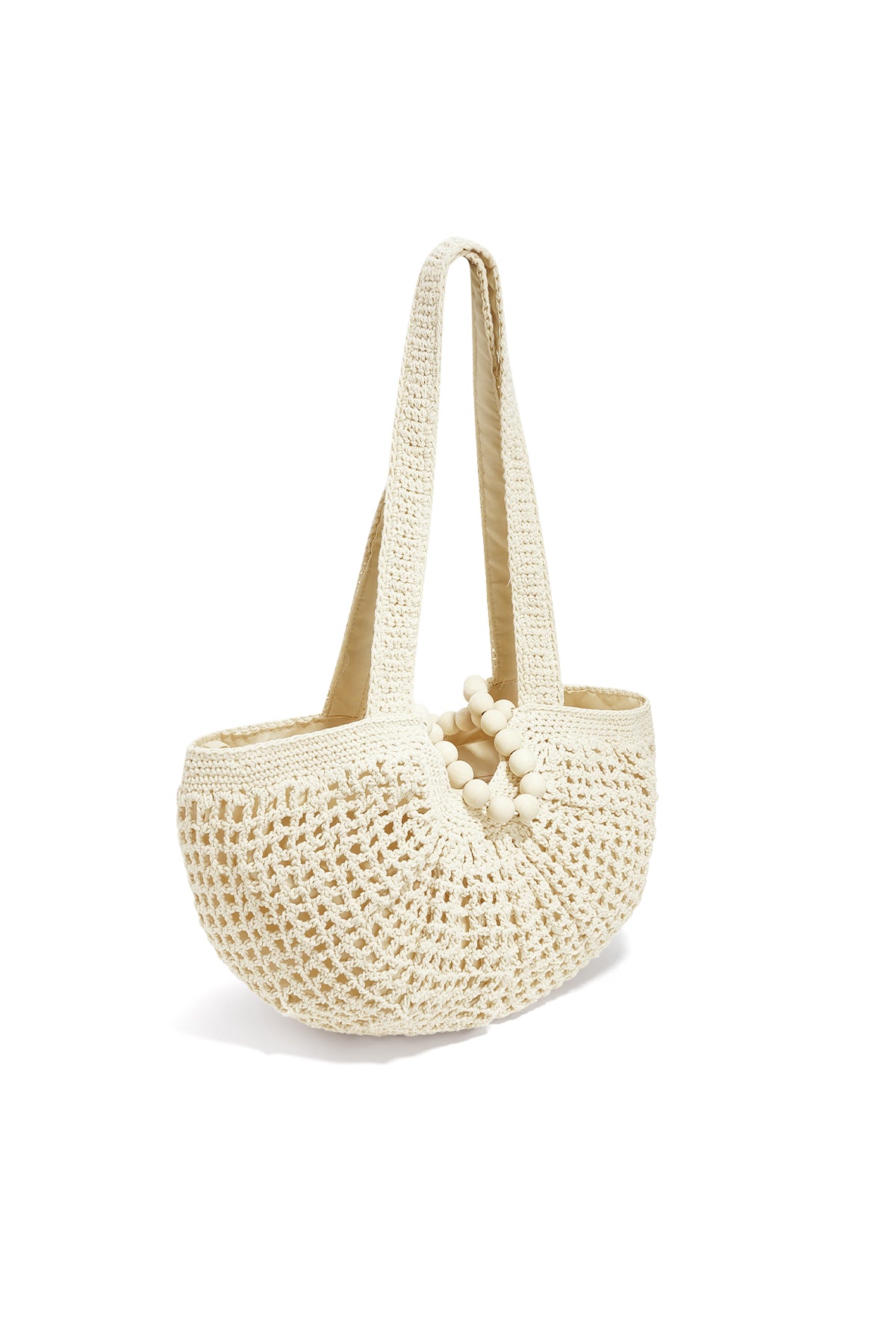 Katoenen Strandtas Dames | Geweven Hobo-tas | Gebroken Wit
