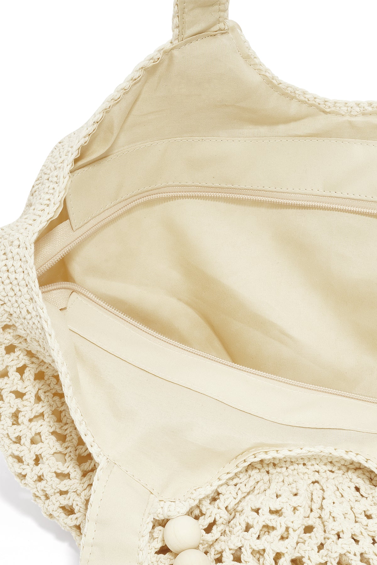 Katoenen Strandtas Dames | Geweven Hobo-tas | Gebroken Wit