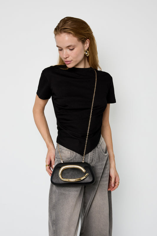 Vierkante Crossbody Tas met Ketting | Rood & Zwart