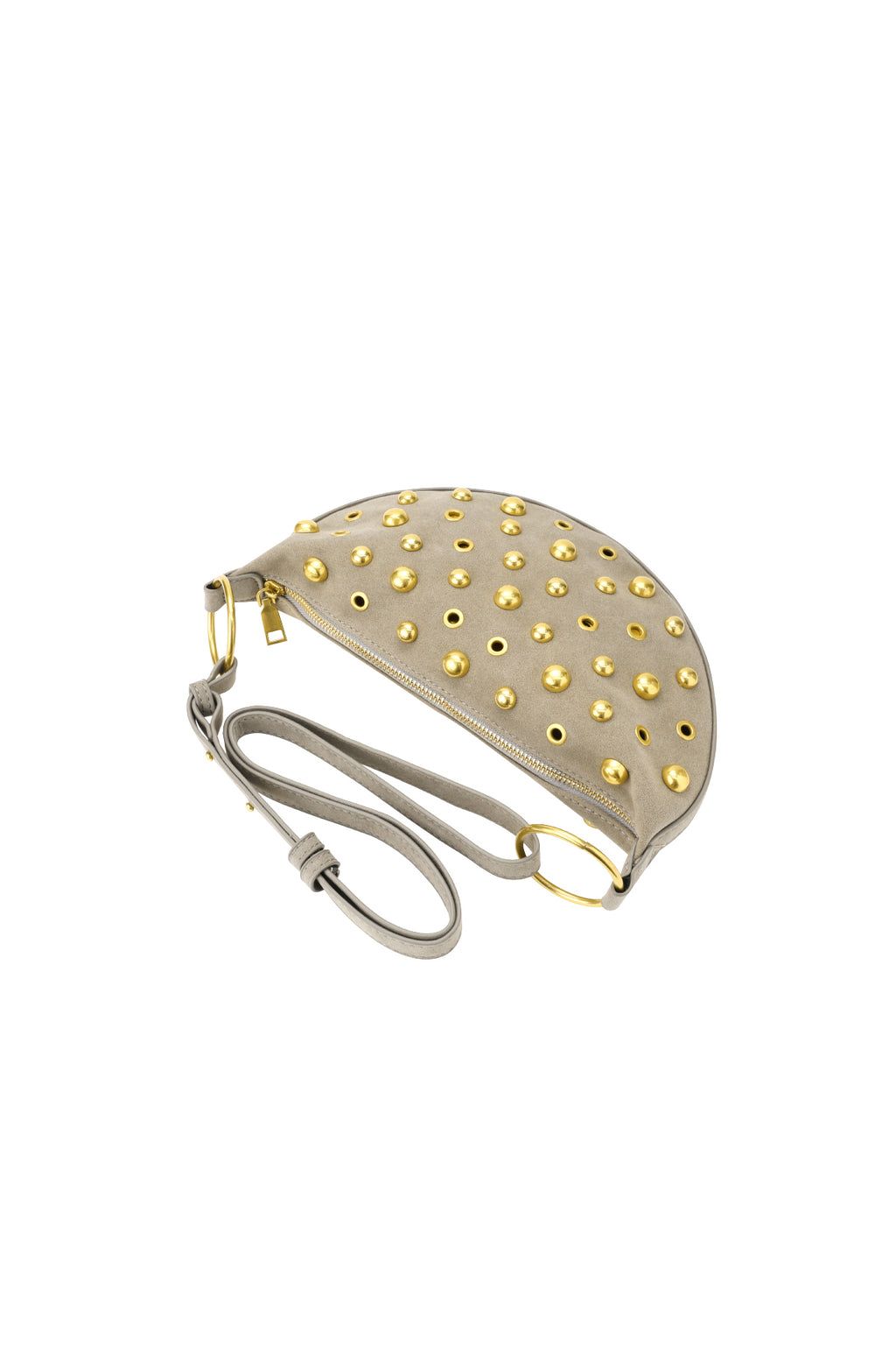 Synthetic suede shoulder bag with studs