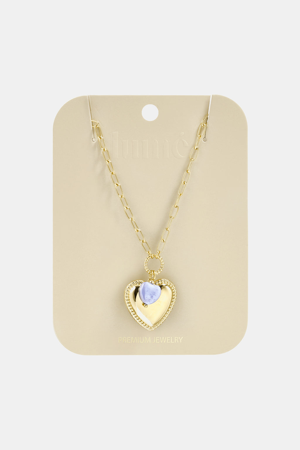 Goldkette mit herzförmigem Anhänger und Kristallperle