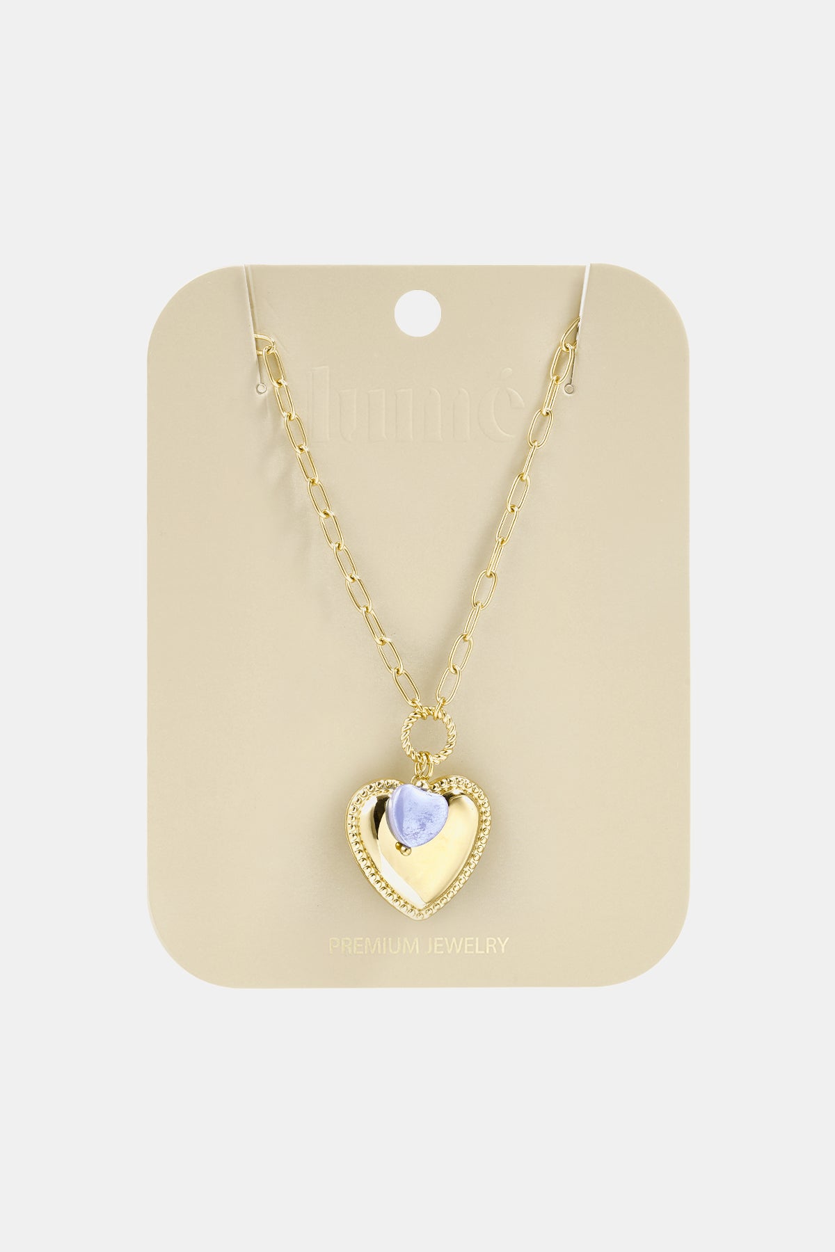 Goldkette mit herzförmigem Anhänger und Kristallperle