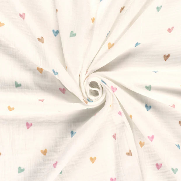 Mousseline baby jurk hartjes, aardbei