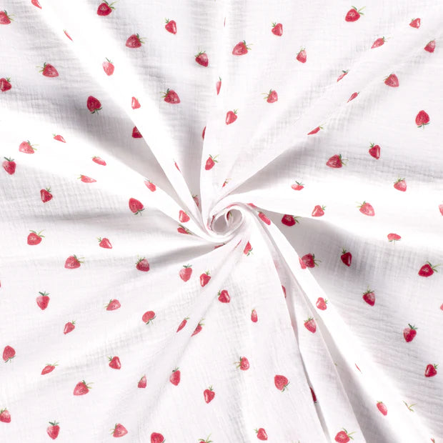 Mousseline baby jurk hartjes, aardbei