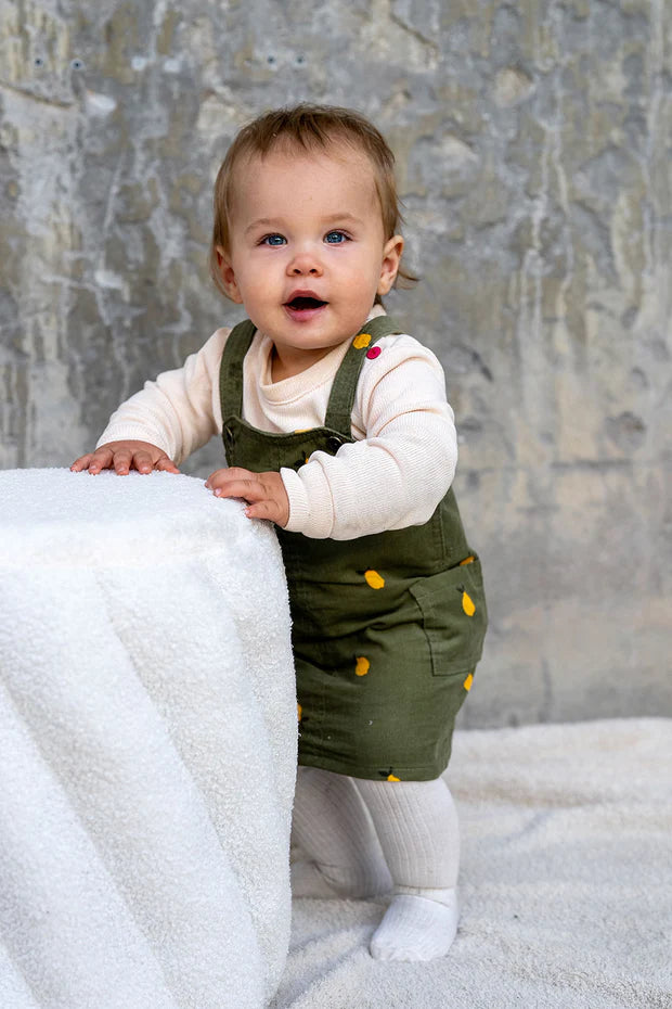 Baby Mädchen Cord-Latzkleid mit Obstprint | Größe 50-86
