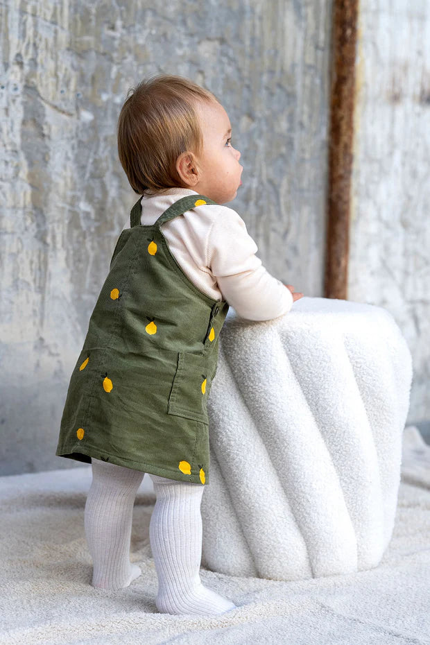 Baby Girls' Corduroy Pinafore Dress with Fruit Print | Size 50-86