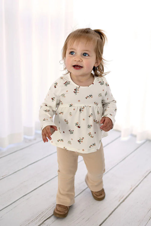 Baby-Mädchen-Top Baumwolljersey Blumen