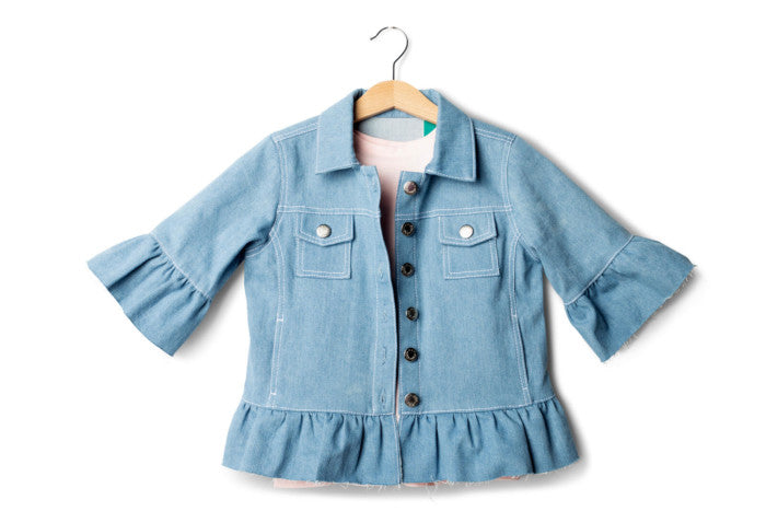 Mädchen-Jeansjacke mit Rüschen & Fransen | Stretch-Denim
