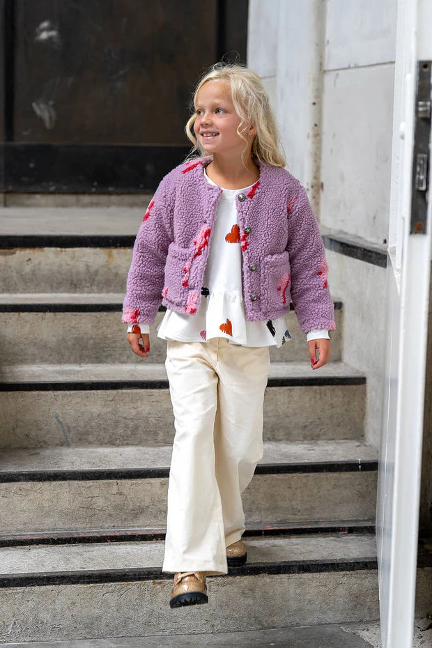 Sherpa fleece meisjes jack jacquard bliksem