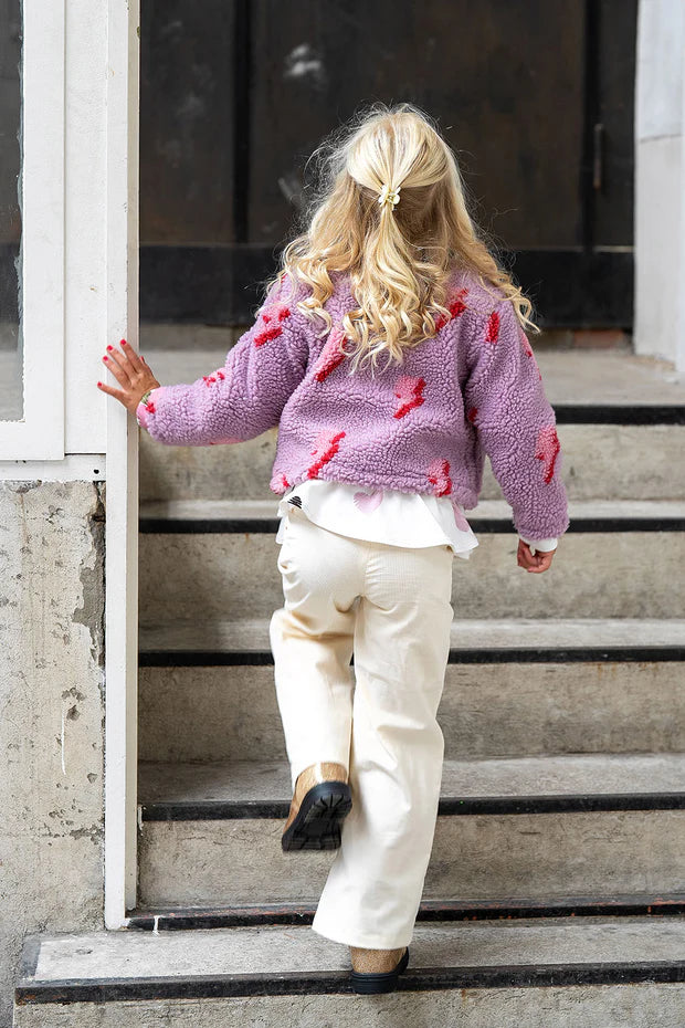 Sherpa fleece meisjes jack jacquard bliksem