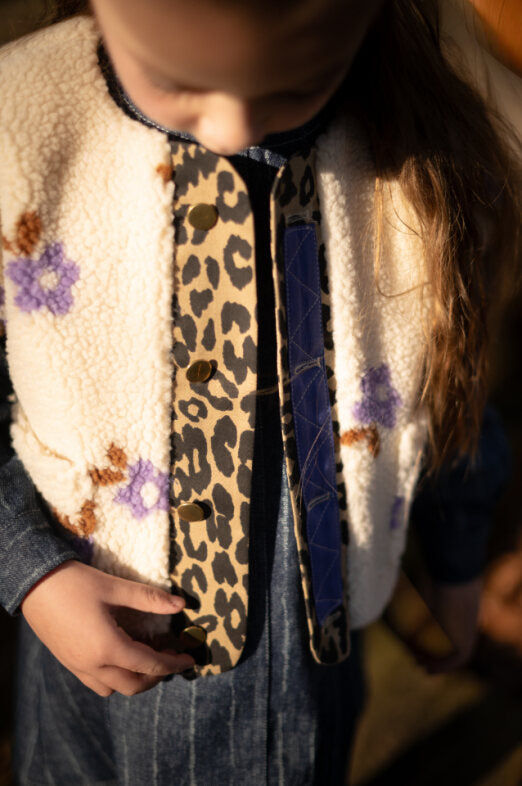 Teddy Jacquard Bodywarmer Jessy met Bloemen | Meisjes