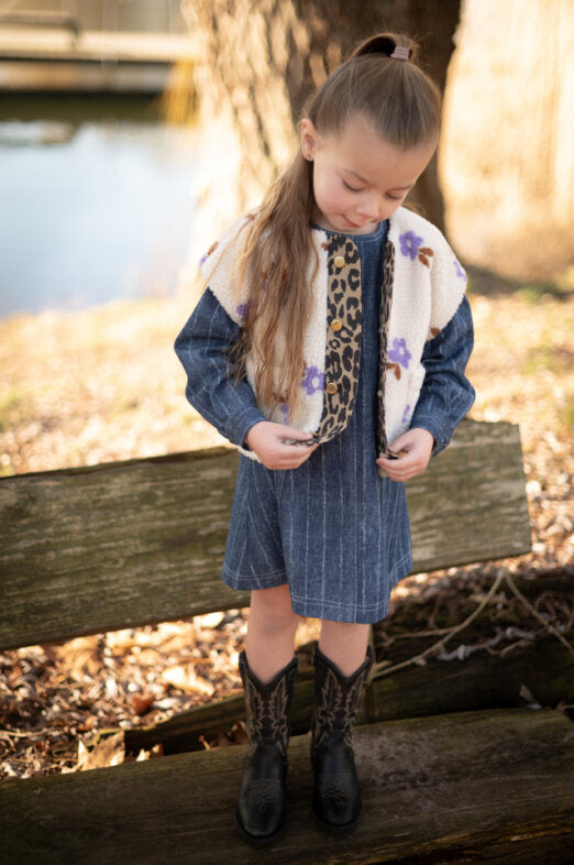 Teddy Jacquard Bodywarmer Jessy met Bloemen | Meisjes