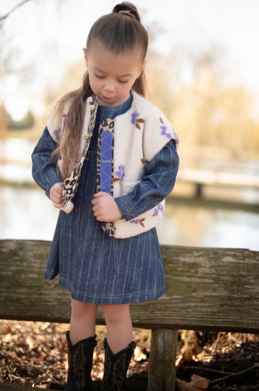 Teddy Jacquard Bodywarmer Jessy met Bloemen | Meisjes