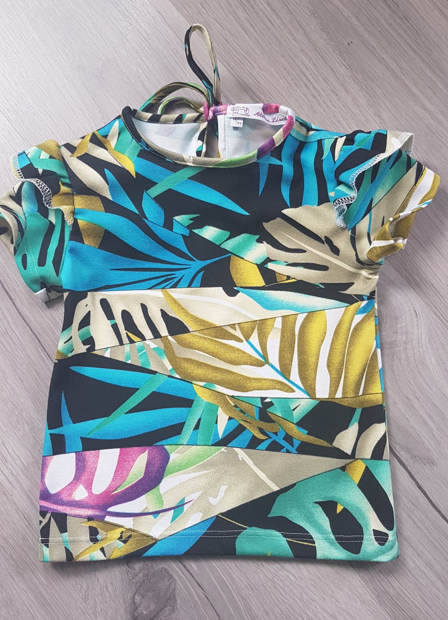 Girls' T-shirt Ruffles with Tropical Print