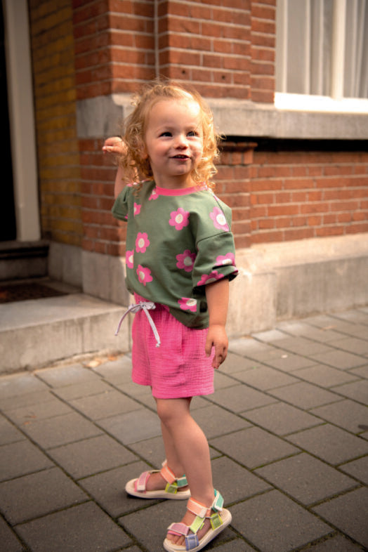 Girls Flower Shirt French Terry | Summer Top Girls 92-164